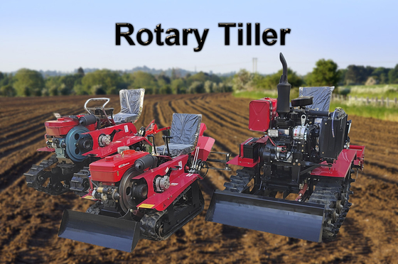 Dieselmotor 800 kg Rubber Crawler Tractor voor rijstveld Silt Crawler Rotary Cultivator