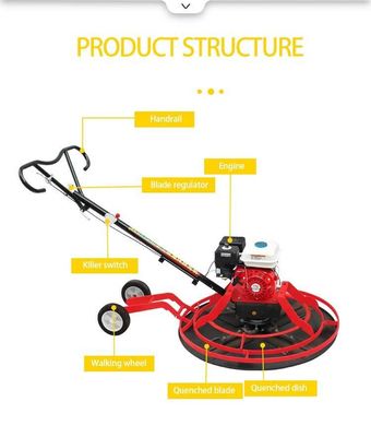 Glanzere betonnen grondoppervlakte Compactiesnelheid 60-135 Rpm Power Trowel Building Tools