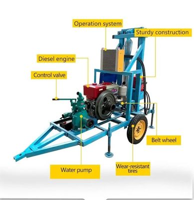 Dieselmotor 100 m diep draagbaar hydraulisch waterput Rotary boorapparaat voor het boren